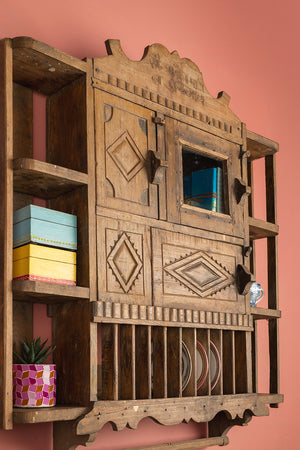 Wooden Vintage Kitchenware Wall Unit