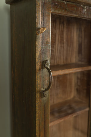Vintage Green Wooden Showcase Cabinet