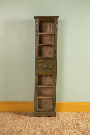 Vintage Green Wooden Showcase Cabinet