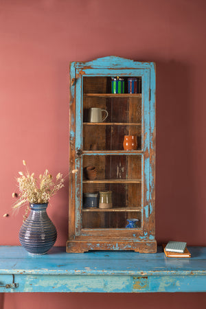 Vintage Light Blue Wall Showcase