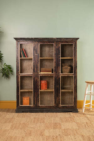 Dark Vintage Wooden Showcase Cabinet