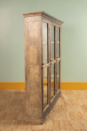 Dark Vintage Wooden Showcase Cabinet
