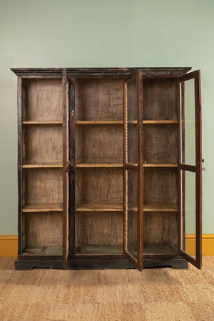 Dark Vintage Wooden Showcase Cabinet