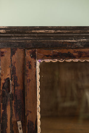 Dark Vintage Wooden Showcase Cabinet