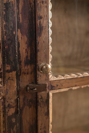Dark Vintage Wooden Showcase Cabinet