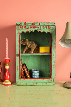 Pistachio Green & Red Vintage Wall Showcase