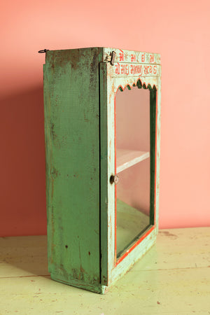 Pistachio Green & Red Vintage Wall Showcase
