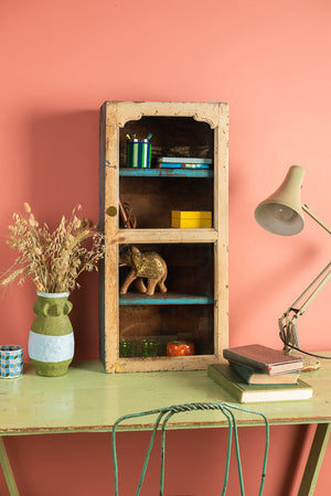 Vintage Cream & Blue Wall Showcase