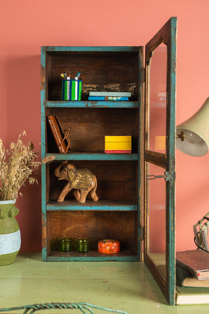 Vintage Cream & Blue Wall Showcase