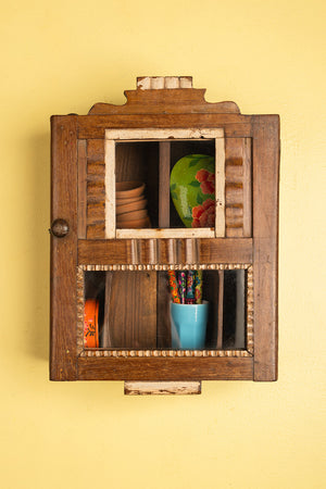Wooden Carved Vintage Wall Showcase