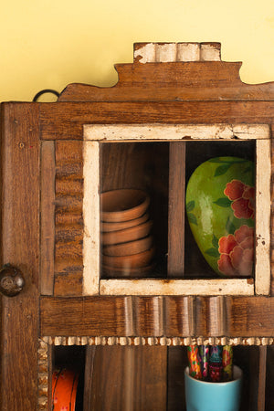 Wooden Carved Vintage Wall Showcase