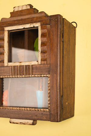 Wooden Carved Vintage Wall Showcase