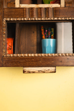 Wooden Carved Vintage Wall Showcase