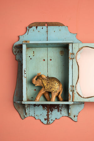 Vintage Light Blue Wall Showcase