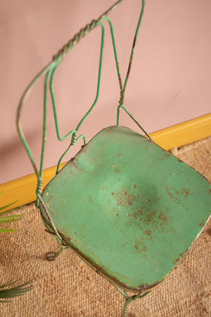 Vintage Green Metal Wire Chair