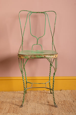Vintage Green Metal Wire Chair