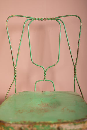 Vintage Green Metal Wire Chair