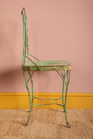 Vintage Green Metal Wire Chair
