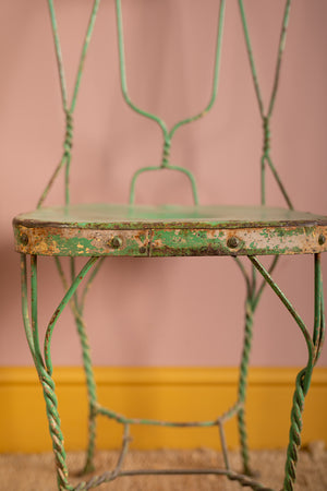 Vintage Green Metal Wire Chair