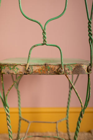 Vintage Green Metal Wire Chair