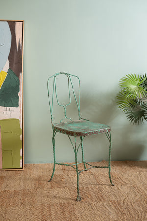 Vintage Green Metal Wire Chair