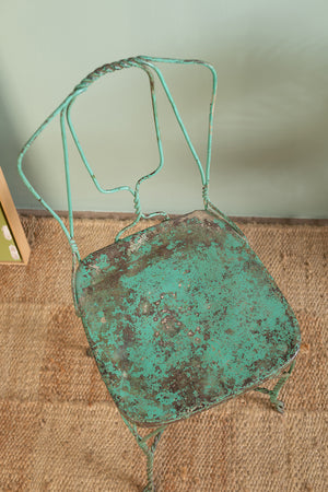 Vintage Green Metal Wire Chair