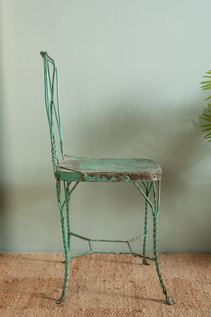 Vintage Green Metal Wire Chair