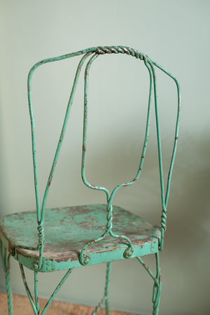 Vintage Green Metal Wire Chair