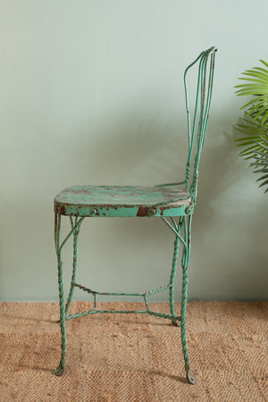 Vintage Green Metal Wire Chair