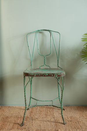 Vintage Green Metal Wire Chair