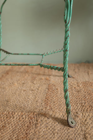 Vintage Green Metal Wire Chair